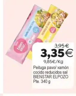 Plenus Supermercados ELPOZO Peituga pavo/ xamón cocido reducidos sal bienstar oferta