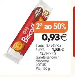 Plenus Supermercados LOTUS Galleta sandwich chocolate oferta