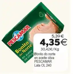 Plenus Supermercados PESCAMAR Bonito do norte en aceite oliva oferta