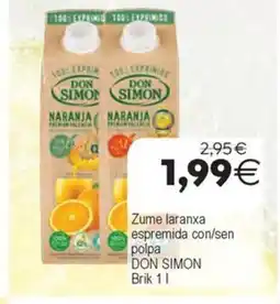 Plenus Supermercados DON SIMON Zume laranxa espremida con/sen polpa oferta