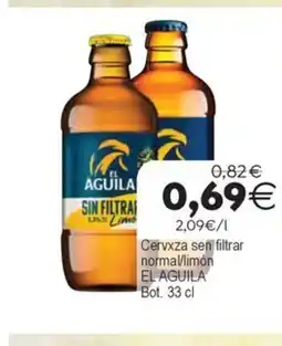 Plenus Supermercados EL AGUILA Cervxza sen filtrar normal/limón oferta