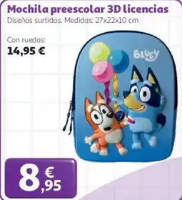 Alcampo Mochila preescolar 3D licencias oferta