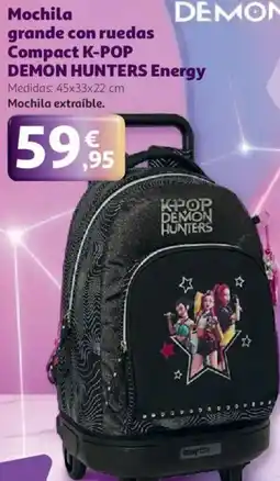 Alcampo Mochila grande con ruedas compact k-pop demon hunters energy oferta