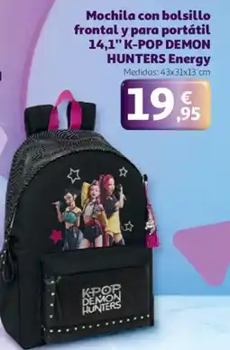 Alcampo Mochila con bolsillo frontal y para portátil 14,1" k-pop demon hunters energy oferta