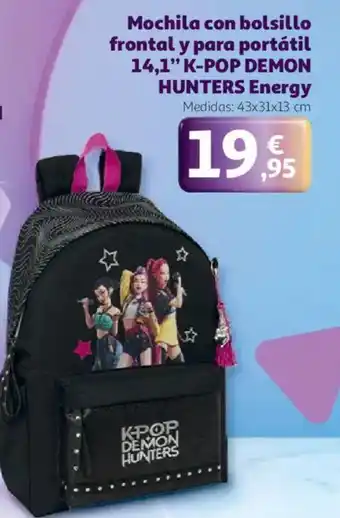 Mochila con bolsillo frontal y para portátil 14,1" k-pop demon hunters energy