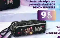 Alcampo Portatodo triple con goma elástica k-pop demon hunters oferta
