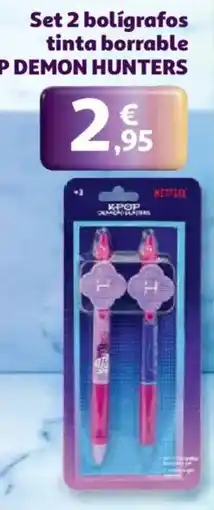 Alcampo Set 2 bolígrafos tinta borrable k-pop demon hunters oferta