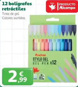 Alcampo 12 bolígrafos retráctiles oferta