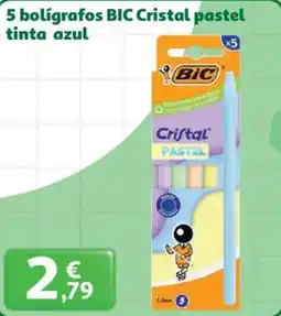 Alcampo BIC 5 bolígrafos Cristal pastel tinta azul oferta