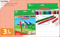 Alcampo ALPINO 24 rotuladores, punta media o 24 lápices de colores oferta