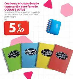 Alcampo OCEAN'S WAVE Cuaderno microperforado tapa cartón duro forrado oferta