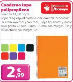 Alcampo Cuaderno tapa polipropileno oferta