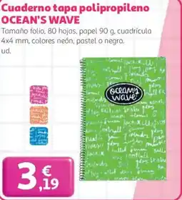 Alcampo OCEAN'S WAVE Cuaderno tapa polipropileno oferta