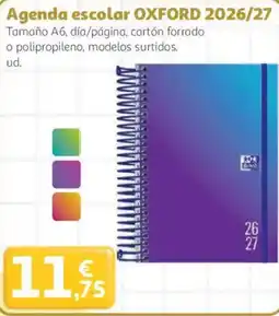 Alcampo OXFORD Agenda escolar 2026/27 oferta