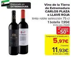 Carrefour Carlos palza / llave roja - vino de la tierra de extremadura oferta