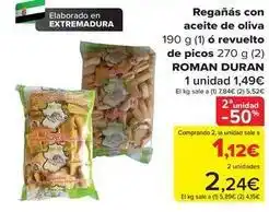 Carrefour Roman duran - reganas con aceite de oliva o revuelto de picos oferta