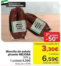 Carrefour Nejosa - morcilla de patata picante oferta