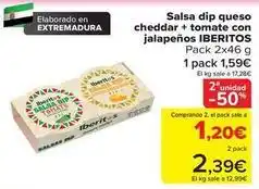 Carrefour Ibéritos - salsa dip queso cheddar + tomate con jalapenos oferta