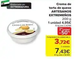 Carrefour Artesanos extremenos - crema de torta de queso oferta