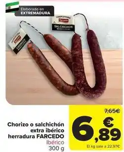 Carrefour Farcedo - chorizo o salchichon extra iberico herradura oferta
