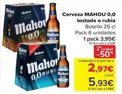 Carrefour Mahou - cerveza 0,0 tostada o rubia oferta