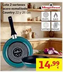 Alcampo Magefesa - lote 2 sartenes acero esmaltado country oferta