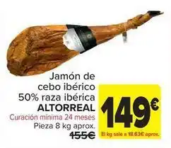 Carrefour Altorreal - jamón de cebo ibérico 50% raza ibérica oferta
