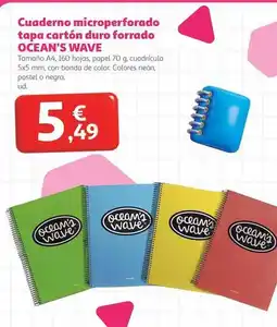Alcampo Ocean - cuaderno microperforado tapa cartón duro forrado oferta