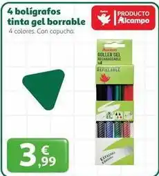 Alcampo Auchan - 4 boligrafos tinta gel borrable oferta