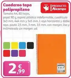 Alcampo Alcampo - cuaderno tapa polipropileno oferta