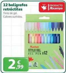 Alcampo Auchan - 12 boligrafos retractiles oferta