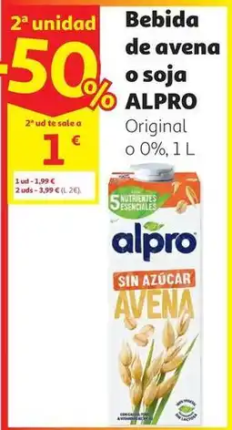 Alcampo Alpro - bebida de avena o soja oferta