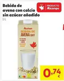 Alcampo Auchan - bebida de avena con calcio sin azucar anadido oferta