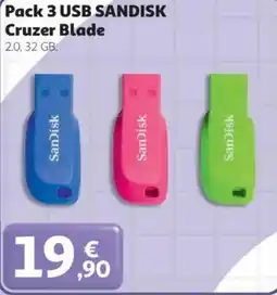 Alcampo SANDISK Pack 3 usb cruzer blade oferta