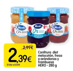 Dialprix HERO Confitura diet melocotón, fresa o arándanos y frambuesa oferta