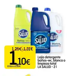 Dialprix LA SALUD Lejía detergente Baños-wc a blanca o limpieza total oferta