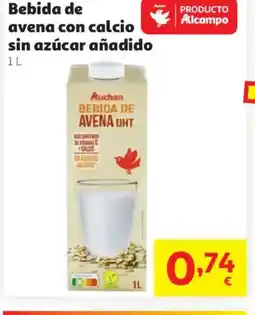 Alcampo Bebida de avena con calcio sin azúcar añadido oferta