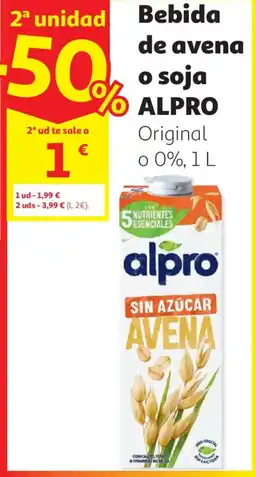 Alcampo ALPRO Bebida de avena o soja oferta