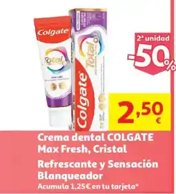 Alcampo COLGATE Crema dental Max Fresh, Cristal oferta