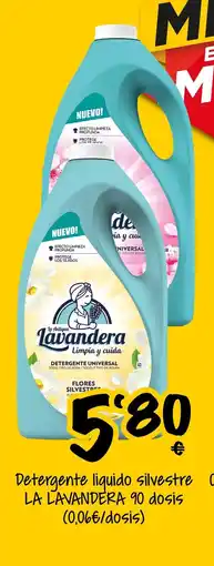 Supermercados MAS LA LAVANDERA Detergente liquido silvestre 90 dosis oferta