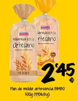 Supermercados MAS BIMBO Pan de molde artesencia oferta