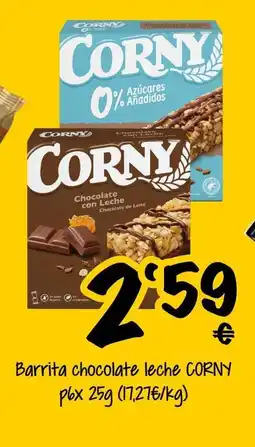 Supermercados MAS CORNY Barrita chocolate leche oferta