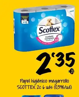 Supermercados MAS SCOTTEX Papel higiénico megarrollo oferta