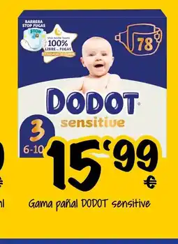 Supermercados MAS DODOT Gama pañal sensitive oferta