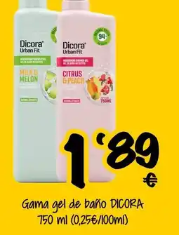 Supermercados MAS DICORA Gama gel de baño oferta
