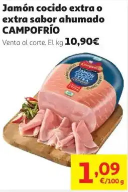 Alcampo CAMPOFRÍO Jamón cocido extra o extra sabor ahumado oferta