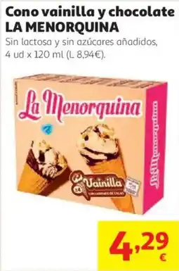 Alcampo LA MENORQUINA Cono vainilla y chocolate oferta
