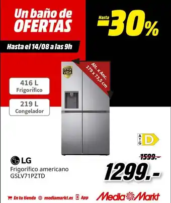 Lg - frigorífico americano gslv71pztd