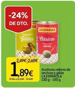 Dialprix La española - aceituna rellena de anchoa o gilada oferta