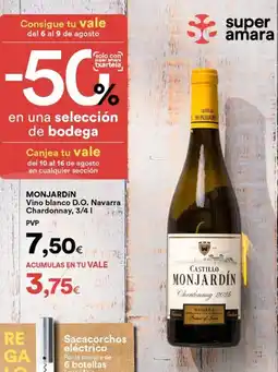 SUPER AMARA Castillo de monjardin - vino blanco d.o. navarra chardonnay oferta
